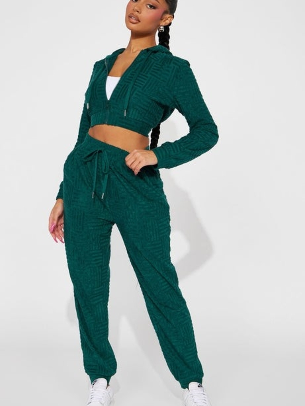 Fashion Nova Evergreen Textured Drawstring Joggers